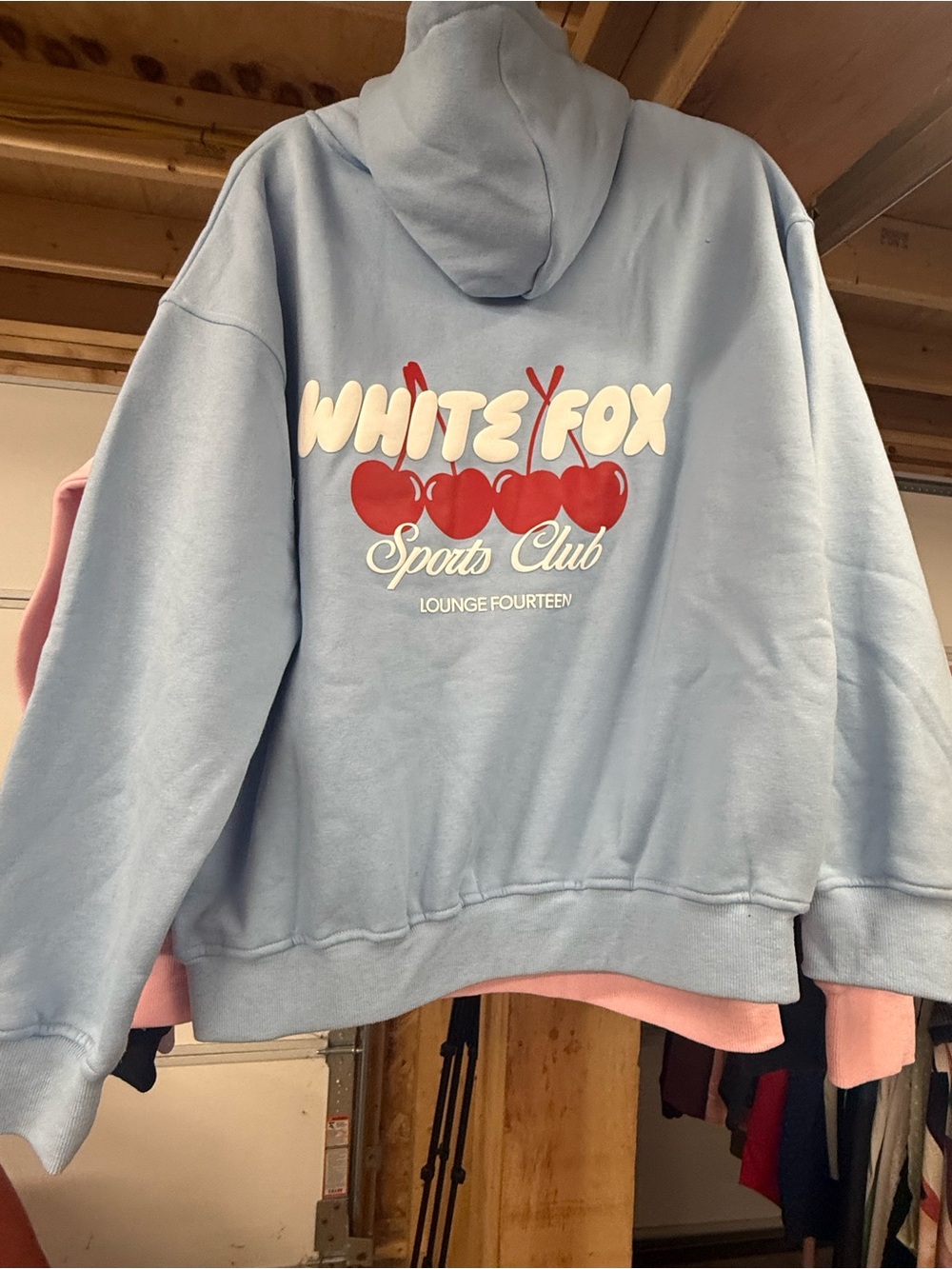 White Fox Light Blue Hoodie with Bubble Cherry Logo Club 14 classic boxy
M/L